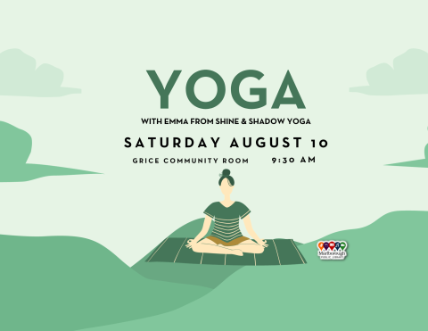 Yoga class at the Marlborough Public Library will happen on Saturday August 10 at 9:30 AM, in the Grice Community Room. Presented by Emma Bartolini of Shine and Shadow Yoga.