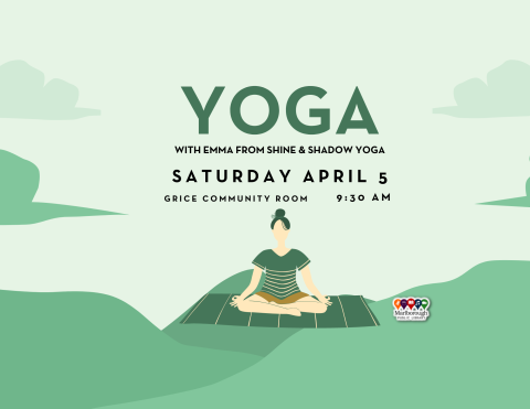 Yoga class at the Marlborough Public Library will happen on Saturday April 5 at 9:30 AM, in the Grice Community Room. Presented by Emma Bartolini of Shine and Shadow Yoga.