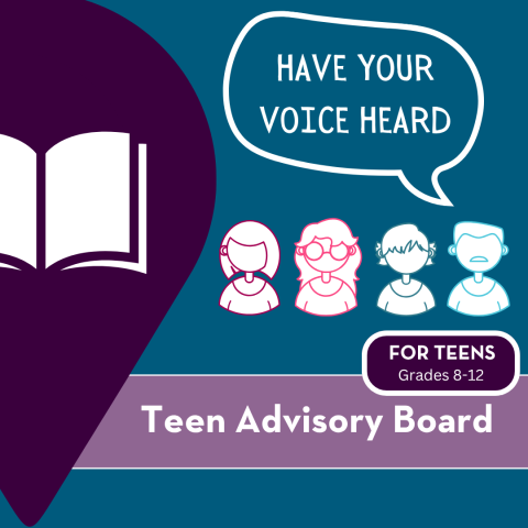 An illustration of four teens with the text bubble "Have your voice heard" above their heads.