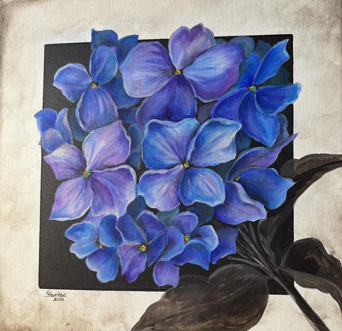 painting of a blue flower